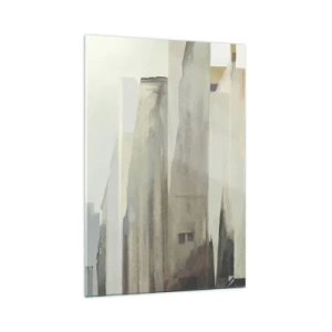 Impression sur verre - Image sur verre - Paysage urbain abstrait aux tons pastel - 70x100cm - Rêve de la ville - Décoration murale moderne pour le salon et la chambre ARTTOR