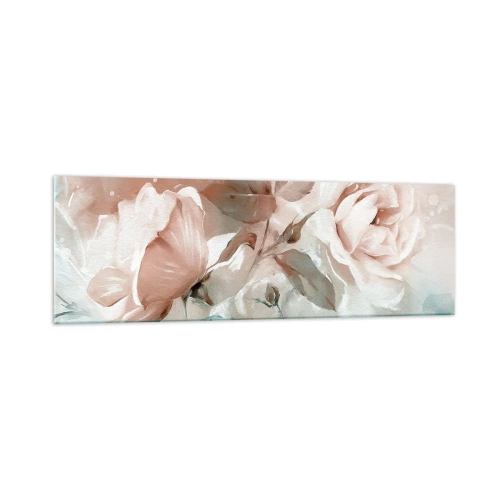 Impression sur verre - Image sur verre - Roses délicates aux tons pastel sur fond clair - 160x50cm - L'esprit du romantisme - Décoration murale moderne pour le salon et la chambre ARTTOR