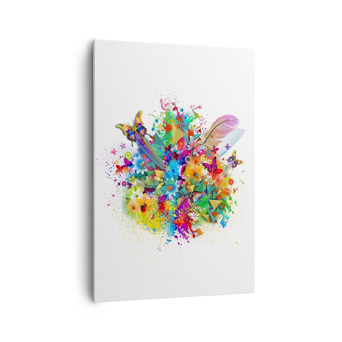 Impression sur toile - Image sur toile - Motif coloré avec des fleurs et des papillons - 70x100cm - Un bouquet de joie - Décoration murale moderne pour le salon et la chambre ARTTOR