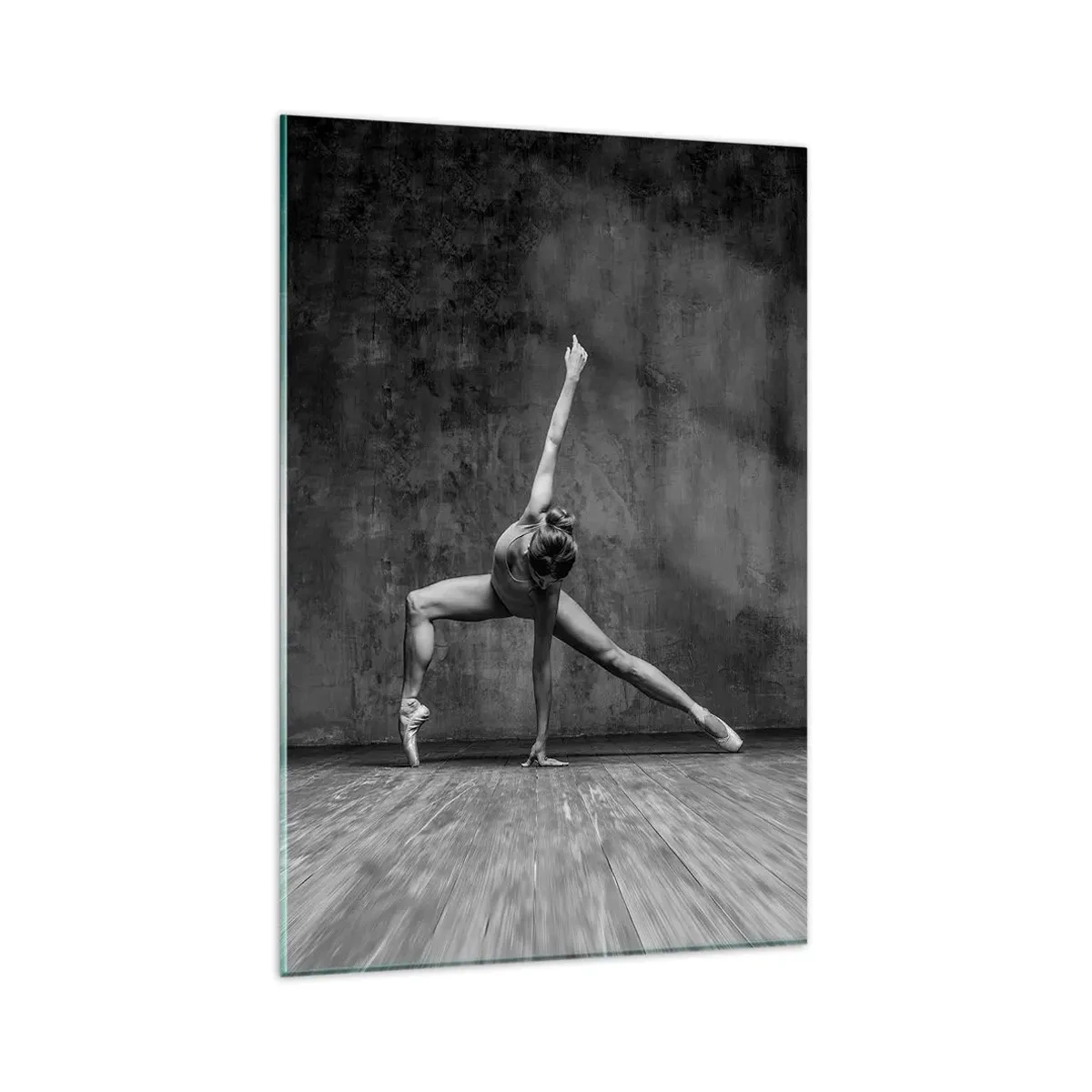 Impression sur verre - Image sur verre - Une danseuse dans une pose artistique contre un mur brut - 80x120cm - Balance idéale - Décoration murale moderne pour le salon et la chambre ARTTOR