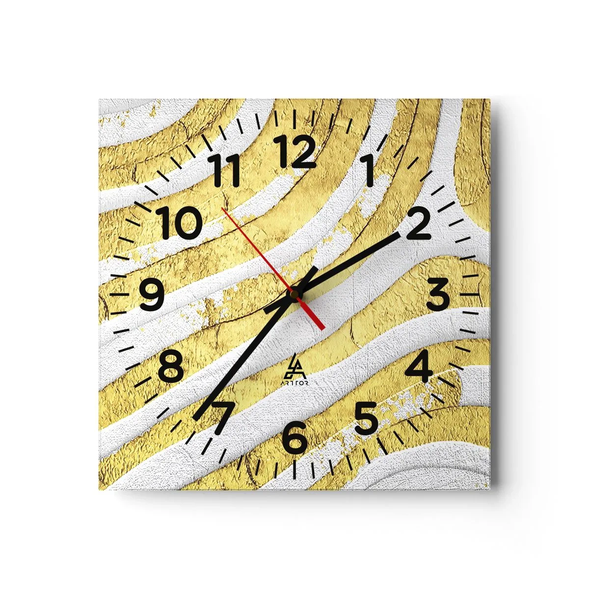Horloge murale - Pendule murale - Composition en blanc et or - 30x30 cm