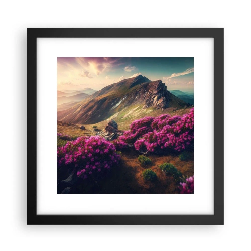 Affiche dans un cadre noir - Poster - L'été à la montagne - 30x30 cm