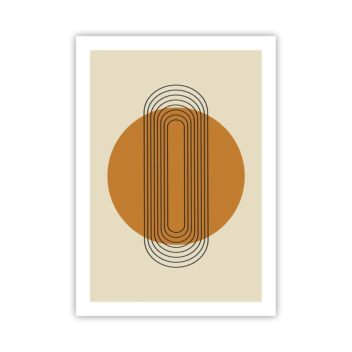 Affiche - Poster - Motif géométrique avec des cercles et des lignes orange - 50x70cm - Plan idéal - Décoration murale moderne pour le salon et la chambre ARTTOR