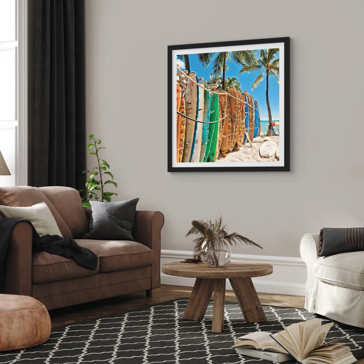 Affiche dans un cadre noir - Poster - Jeux ensoleillés - 50x50 cm