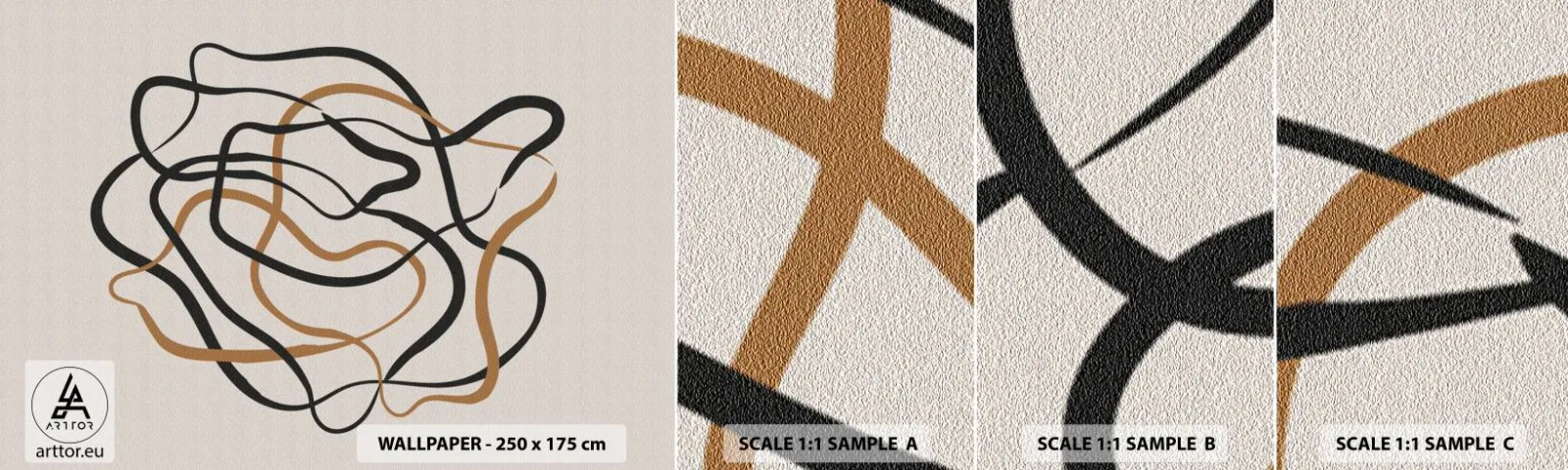 Échantillon de Papier Peint Autocollant Deluxe Sticker - Tout s'est mal déroulé - Bohème, Abstraction, Lignes - 100x30 cm