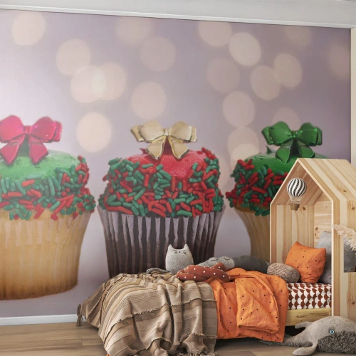 Papier Peint Photo Premium Canvas - Une sucrerie après la cocarde - La gastronomie, Biscuits, Muffins colorés - 300x210 cm