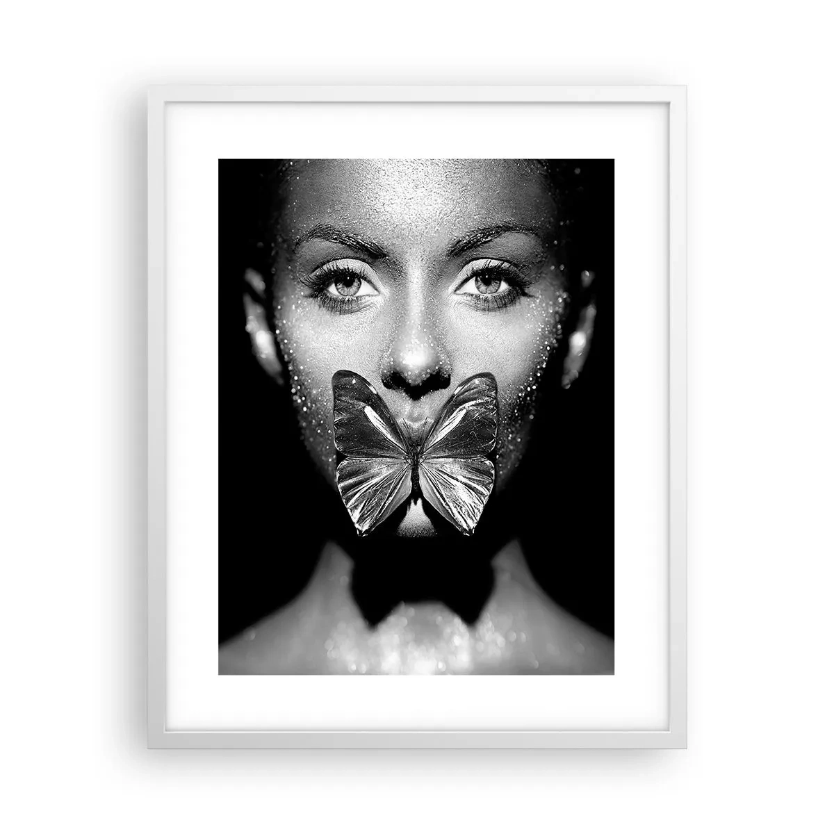 Affiche dans un cadre blanc - Poster - Baiser papillon - 40x50 cm