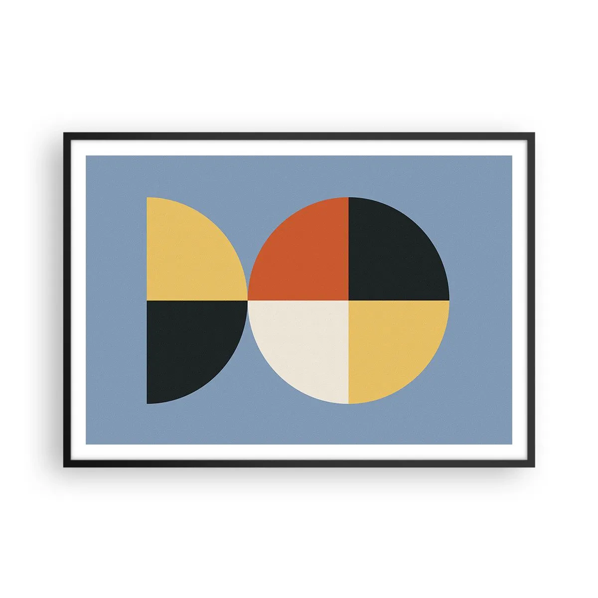 Affiche dans un cadre noir - Poster - Cercles géométriques sur fond bleu - 100x70cm - Regarde et compte - Décoration murale moderne pour le salon et la chambre ARTTOR