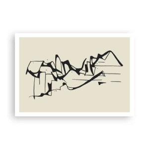 Affiche - Poster - Dessin abstrait de montagnes en noir et blanc - 100x70cm - Peut-être un paysage - Décoration murale moderne pour le salon et la chambre ARTTOR