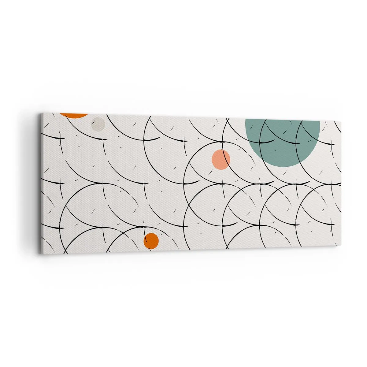 Impression sur toile - Image sur toile - Motif géométrique avec des cercles colorés sur un fond clair - 120x50cm - Dans l'esprit pop art - Décoration murale moderne pour le salon et la chambre ARTTOR