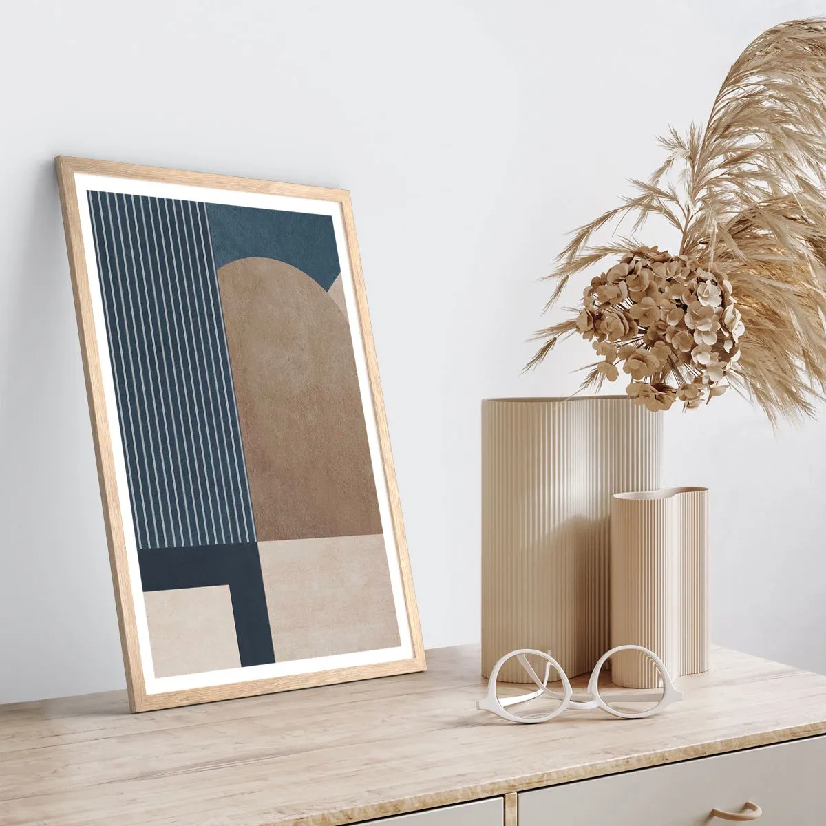 Affiche dans un chêne clair - Poster - Composition simple et en rondeur - 40x50 cm