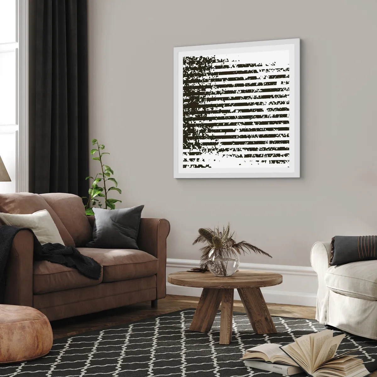 Affiche dans un cadre blanc - Poster - Rythme et bruissement - 50x50 cm