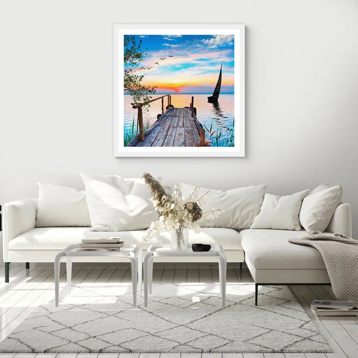 Affiche dans un cadre blanc - Poster - Bonsoir! - 60x60 cm