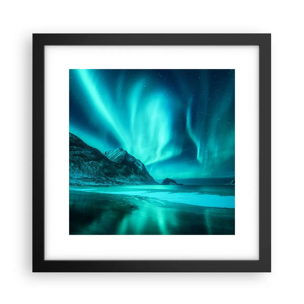 Affiche dans un cadre noir - Poster - Merveilles du Nord - 30x30 cm