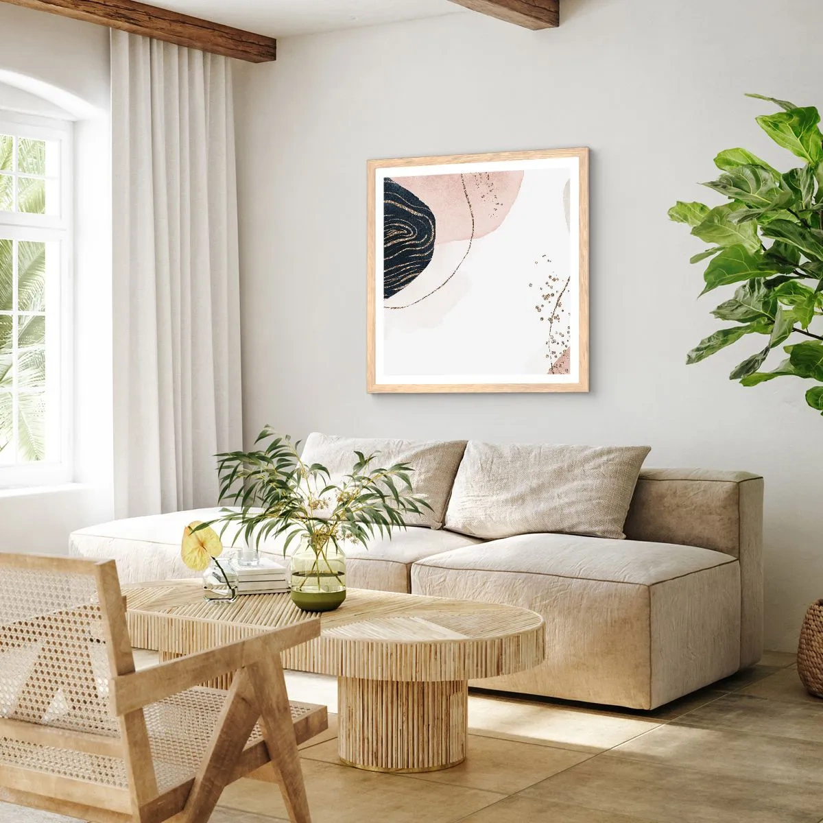 Affiche dans un chêne clair - Poster - Tout coule - 50x50 cm