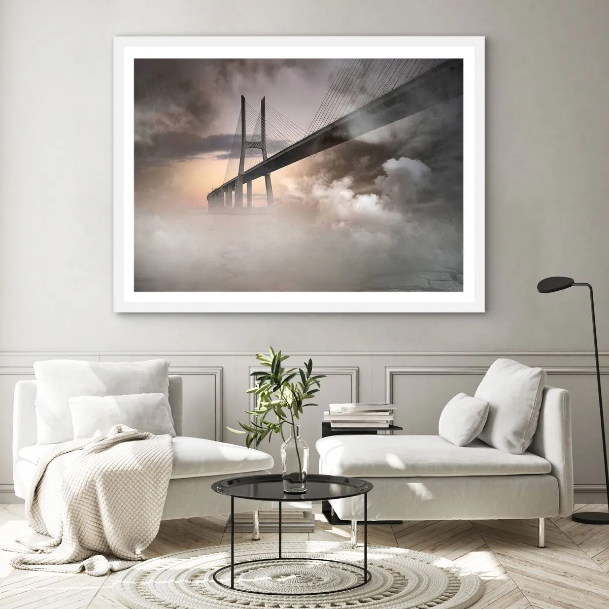Affiche dans un cadre blanc - Poster - Sur la rivière qui n'existe pas - 50x40 cm