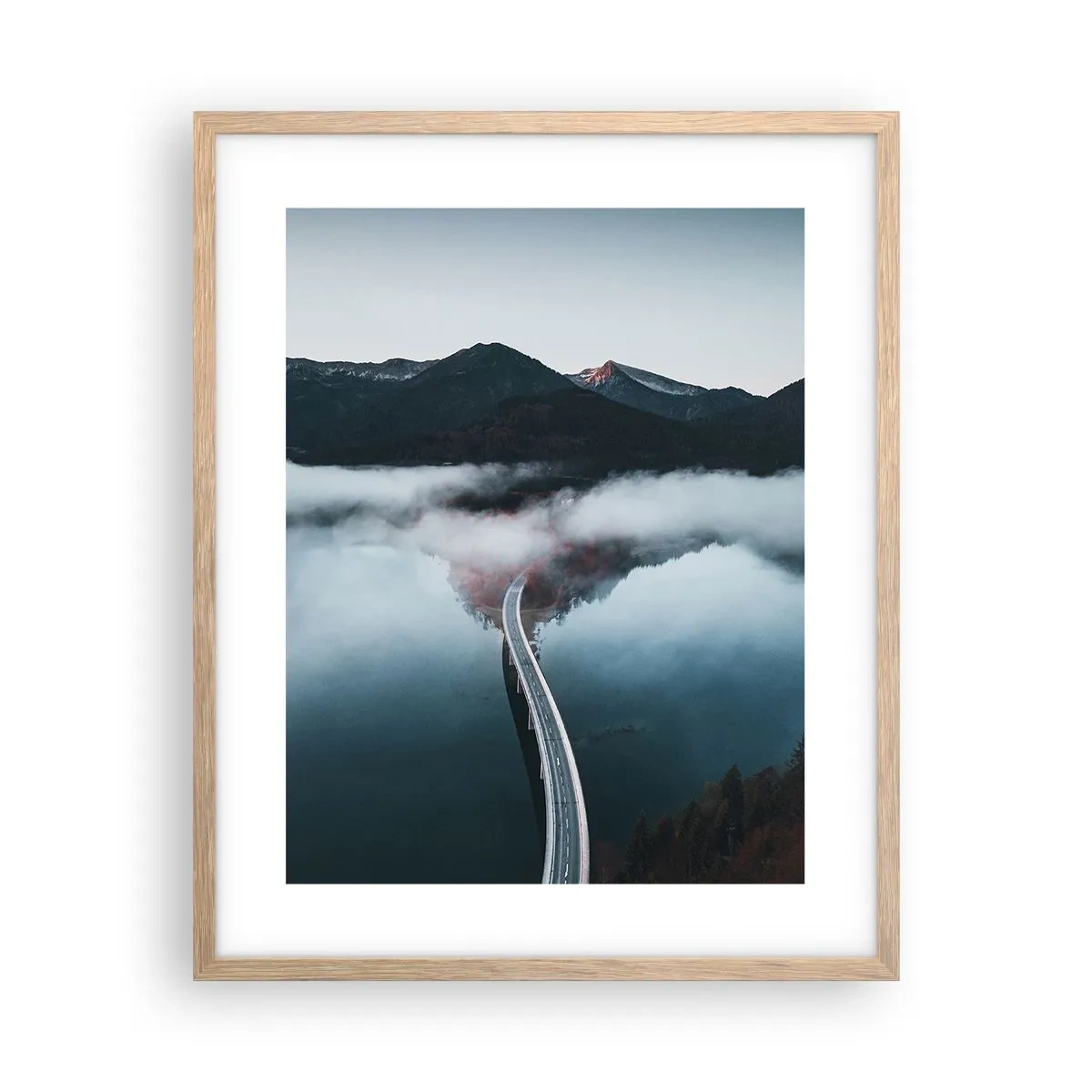 Affiche dans un chêne clair - Poster - Sur une eau aussi lisse qu'un miroir - 40x50 cm