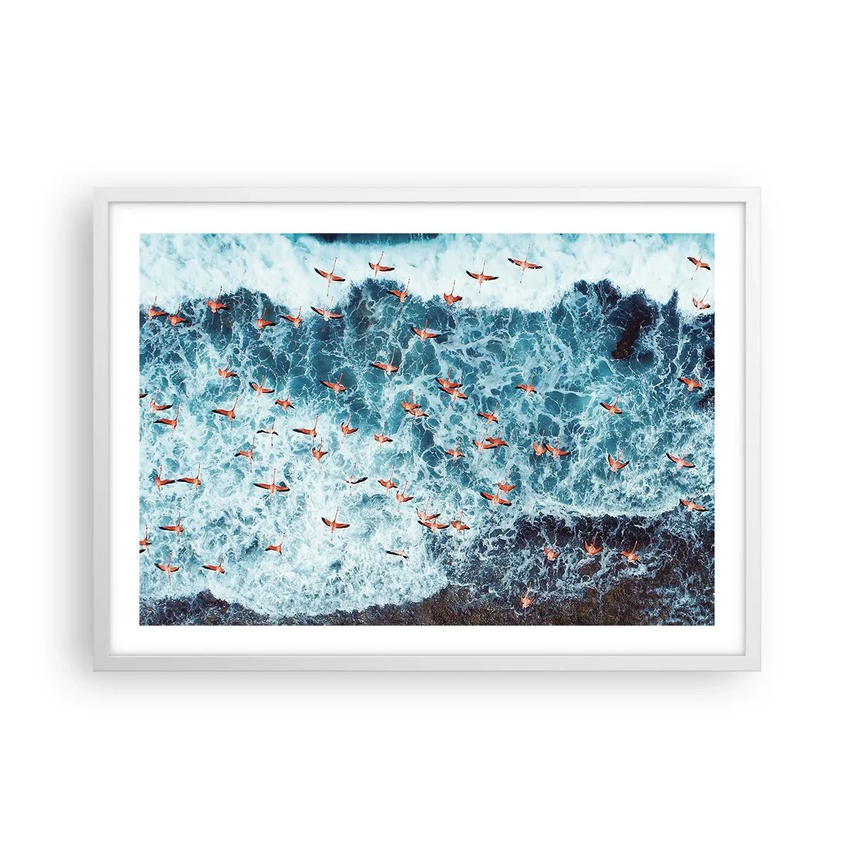 Affiche dans un cadre blanc - Poster - Défilé du bord de mer - 70x50 cm