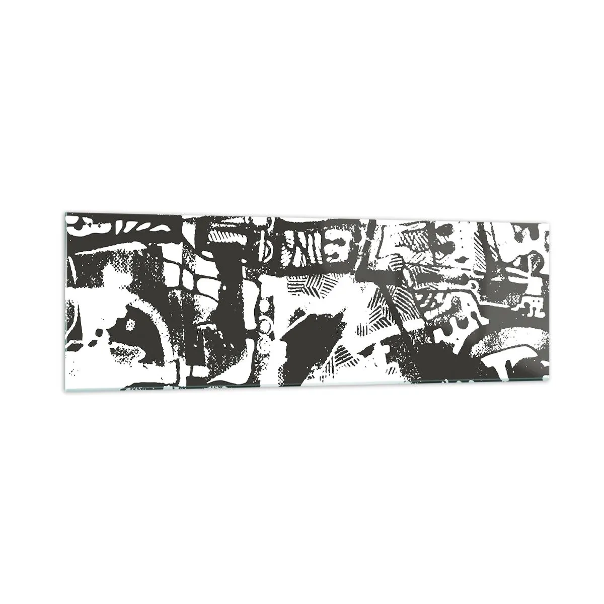Impression sur verre - Image sur verre - Motif rétro monochrome abstrait - 160x50cm - Ordre ou chaos? - Décoration murale moderne pour le salon et la chambre ARTTOR