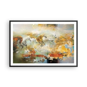 Affiche dans un cadre noir - Poster - Au galop vers la lumière - 91x61 cm