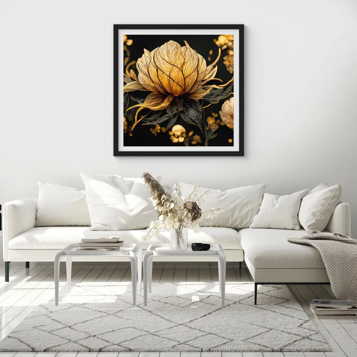 Affiche dans un cadre noir - Poster - Fragilité subtile - 60x60 cm