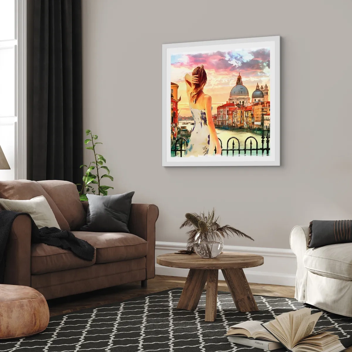 Affiche dans un cadre blanc - Poster - Pour une aventure c'est uniquement dans ... - 50x50 cm