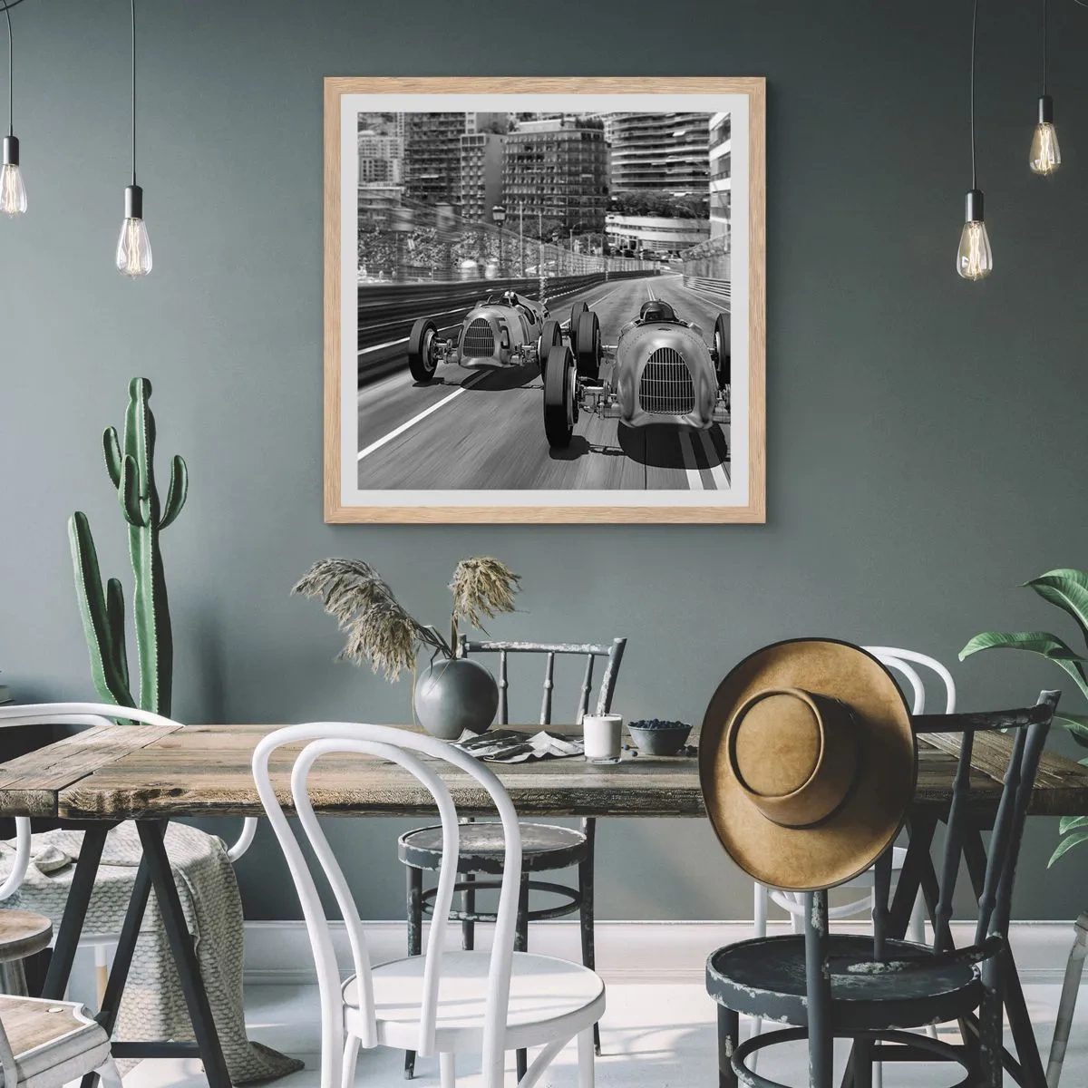 Affiche dans un chêne clair - Poster - Il y a longtemps à Monté Carlo - 60x60 cm