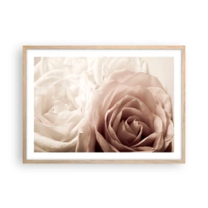 Affiche dans un chêne clair - Poster - Au coeur d'ue la rose - 70x50 cm