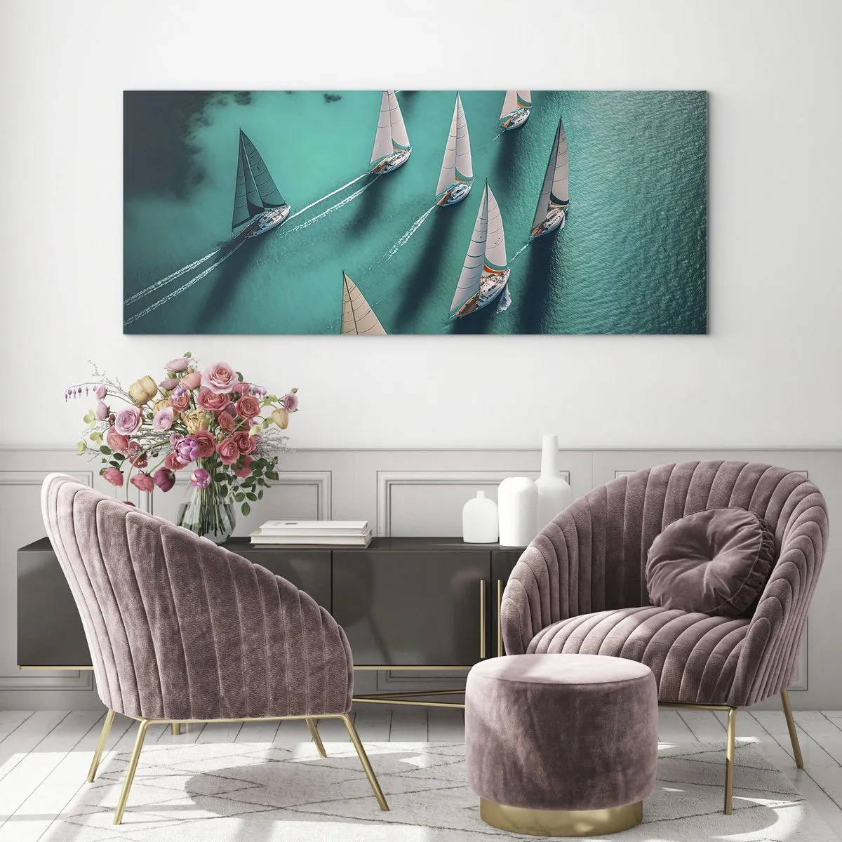 Impression sur verre - Image sur verre - Dans une compétition avec le vent - 100x40 cm