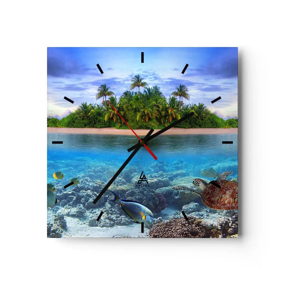 Horloge murale - Pendule murale - L'île céleste vous invite - 40x40 cm