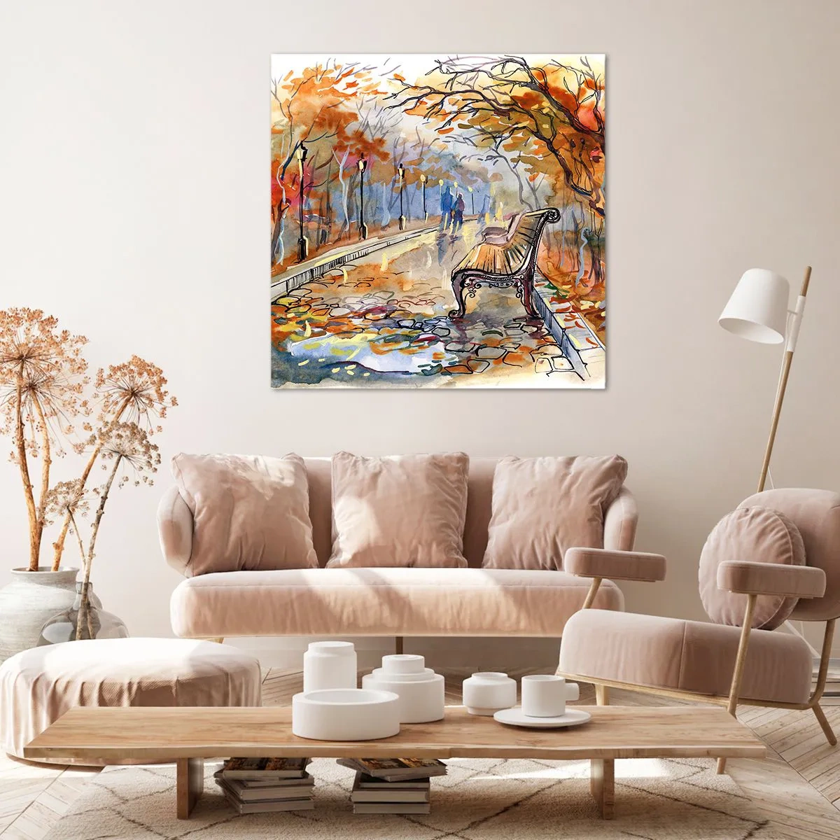 Impression sur toile - Image sur toile - Errer ensemble à l'automne - 70x70 cm