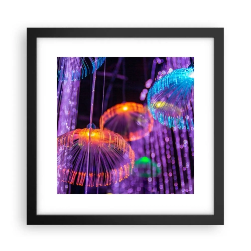 Affiche dans un cadre noir - Poster - Fontaine lumineuse - 30x30 cm