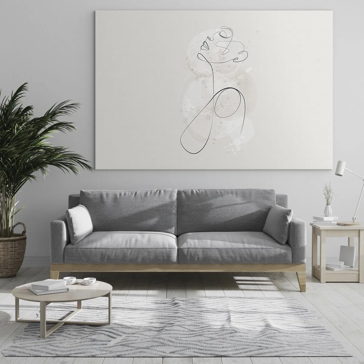 Impression sur verre - Image sur verre - Portrait abstrait dans les tons de blanc - 70x50cm - Spirale de beauté - Décoration murale moderne pour le salon et la chambre ARTTOR