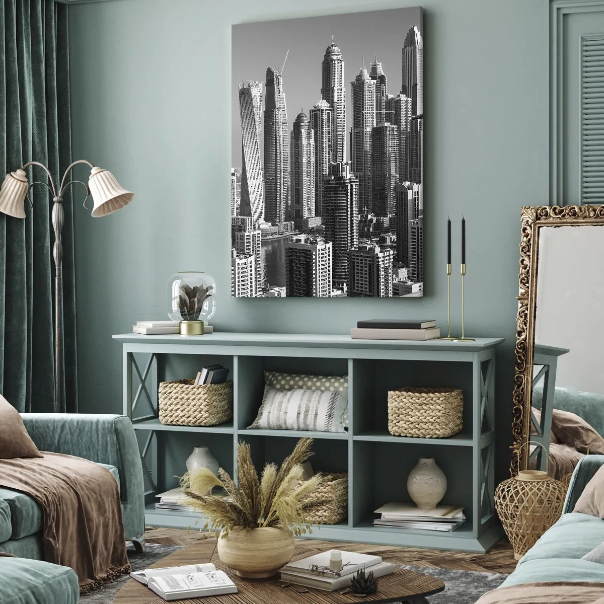 Impression sur toile - Image sur toile - Ville sur le désert - 45x80 cm