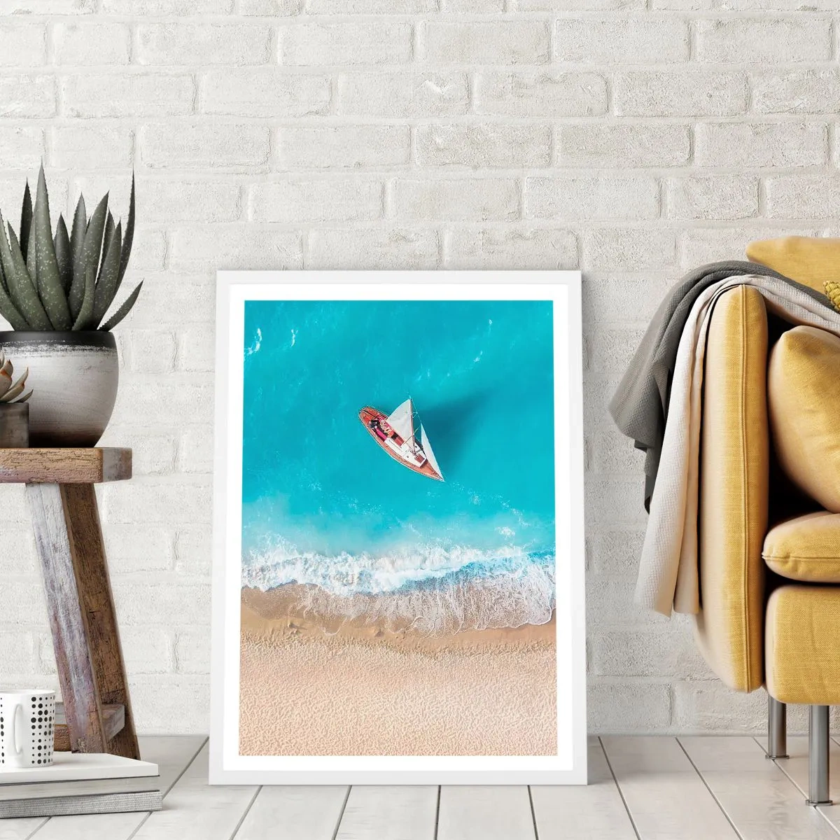 Affiche dans un cadre blanc - Poster - A la frontière de l'azur et de l'or - 70x100 cm