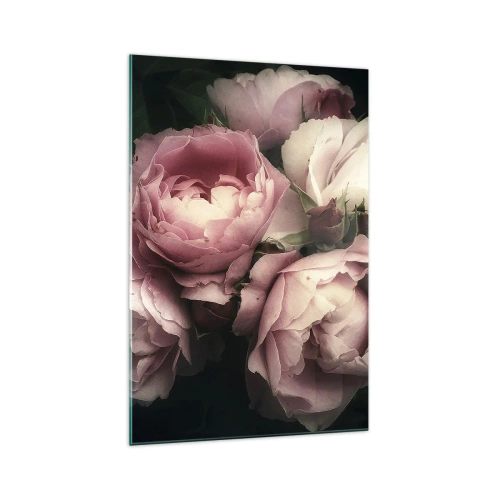 Impression sur verre - Image sur verre - Un bouquet de roses aux tons délicats de rose et de blanc - 70x100cm - Le charme de la belle époque - Décoration murale moderne pour le salon et la chambre ARTTOR