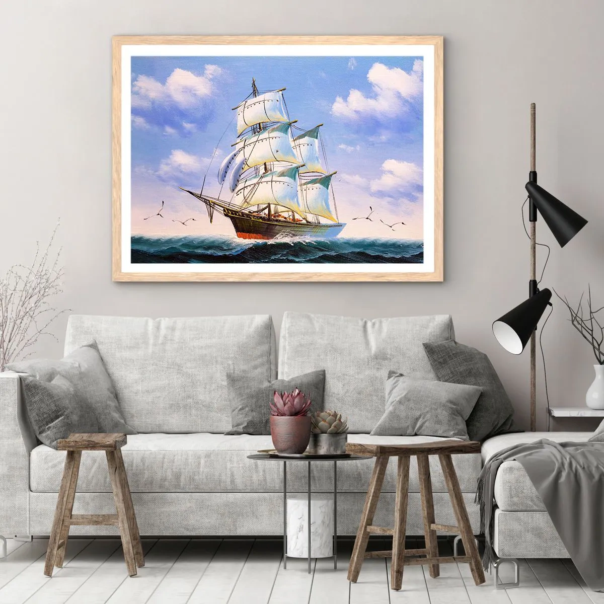 Affiche dans un chêne clair - Poster - Fièrement avec le vent - 91x61 cm