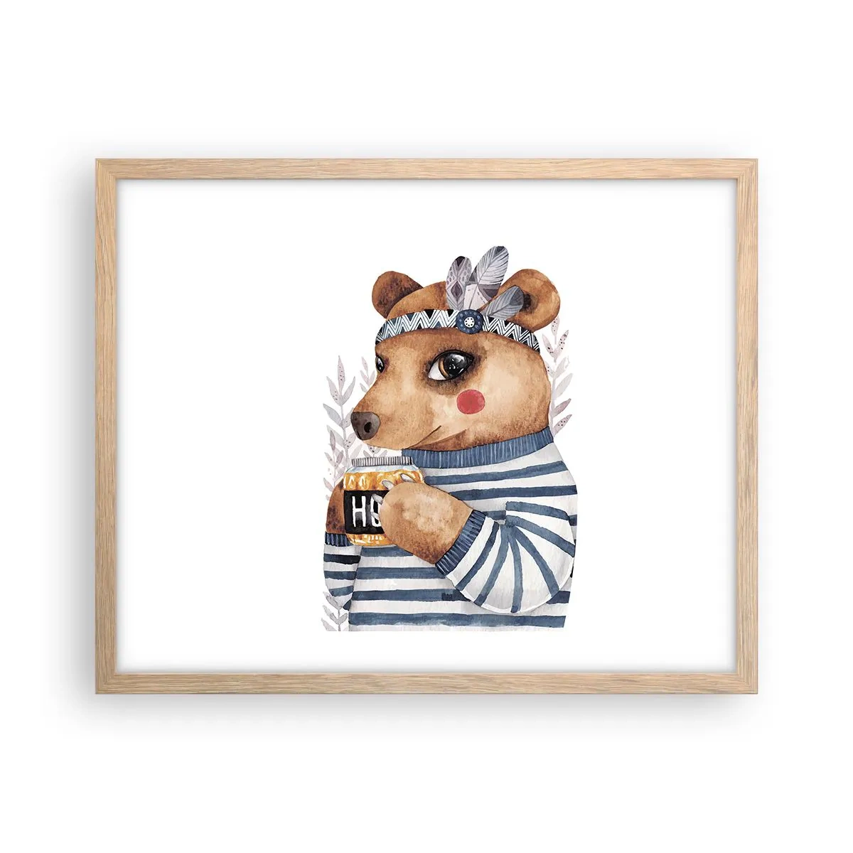 Affiche dans un chêne clair - Poster - Un nounours trop mignon - 50x40 cm
