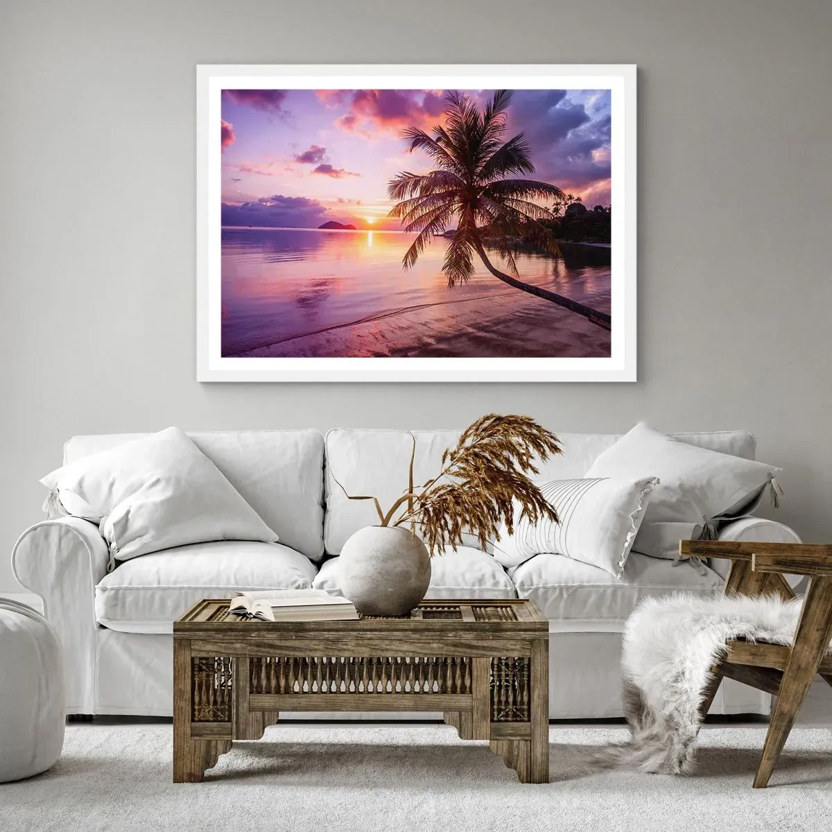 Affiche dans un cadre blanc - Poster - Le bonheur à l'horizon - 50x40 cm