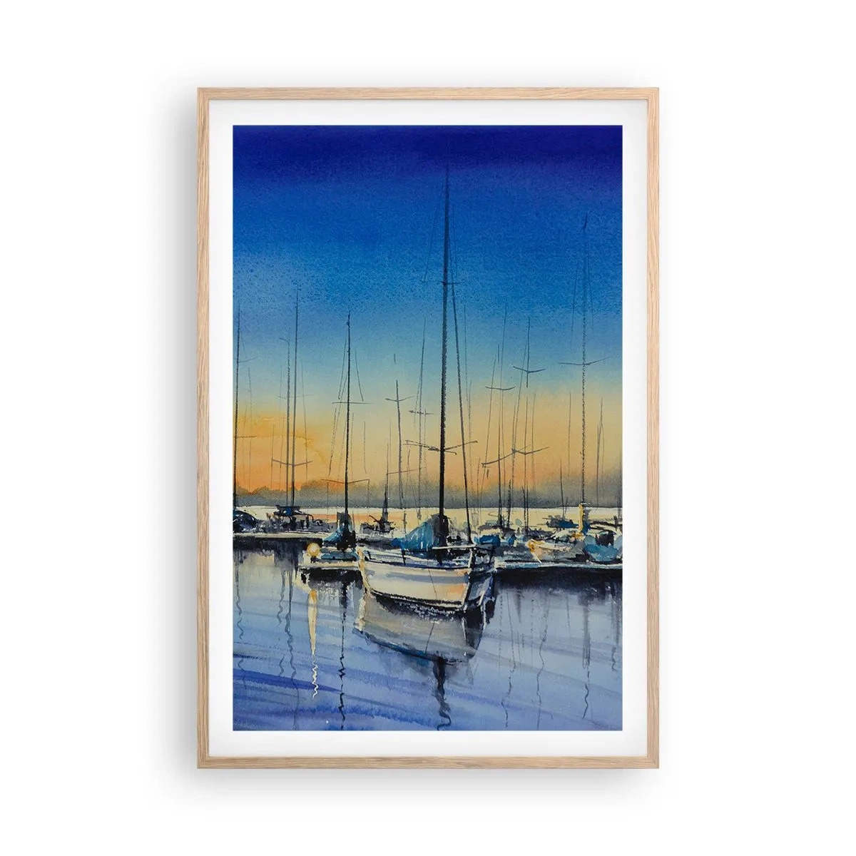 Affiche dans un chêne clair - Poster - Fin d'une belle journée - 61x91 cm