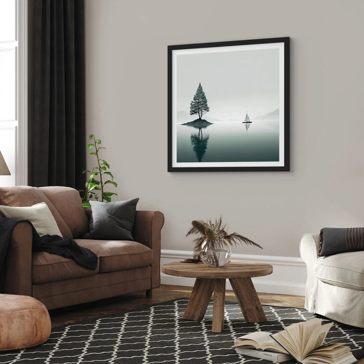 Affiche dans un cadre noir - Poster - Un rêve somnolent - 50x50 cm