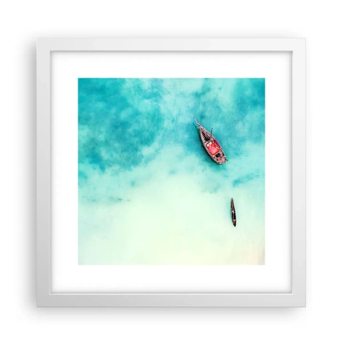 Affiche dans un cadre blanc - Poster - Car sur les plages de Zanzibar, quand il y a un débordement d'eau... - 30x30 cm