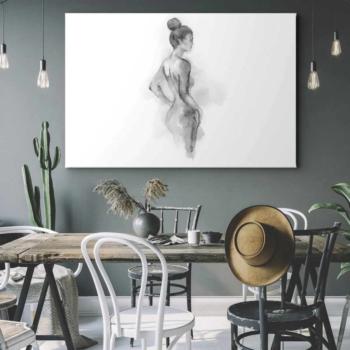 Impression sur toile - Image sur toile - Croquis à l'aquarelle d'une silhouette féminine - 70x50cm - Belle comme une peinture - Décoration murale moderne pour le salon et la chambre ARTTOR