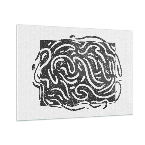 Impression sur verre - Image sur verre - Lignes et points abstraits dynamiques créant une forme énergique - 100x70cm - Abstraction : la danse de la joie - Décoration murale moderne pour le salon et la chambre ARTTOR