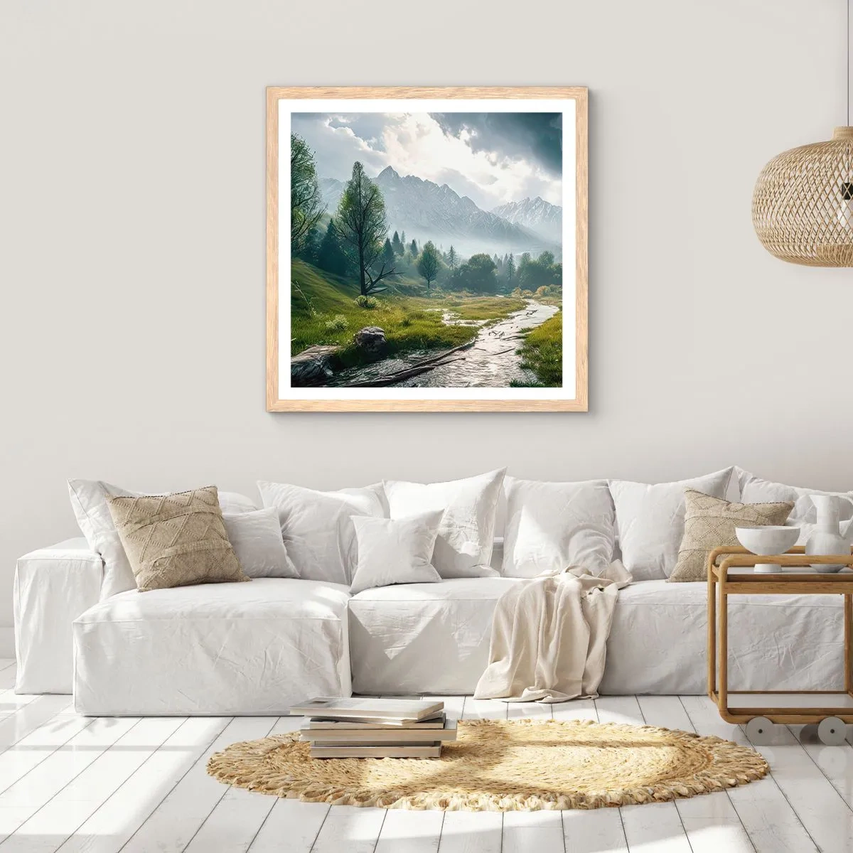 Affiche dans un chêne clair - Poster - Aller et retour - 60x60 cm