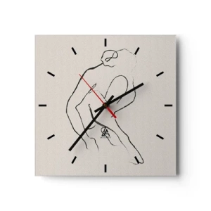 Horloge murale - Pendule murale - Une silhouette minimaliste en noir sur fond clair - 30x30cm - Croquis intime - Décoration murale moderne pour le salon et la chambre ARTTOR