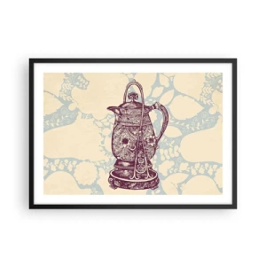 Affiche dans un cadre noir - Poster - Cruche stylisée avec ornements sur fond floral - 70x50cm - La beauté du quotidien - Décoration murale moderne pour le salon et la chambre ARTTOR