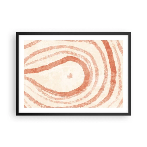 Affiche dans un cadre noir - Poster - Un motif abstrait de lignes concentriques dans des tons de terre cuite. - 70x50cm - Cercles de corail – composition - Décoration murale moderne pour le salon et la chambre ARTTOR