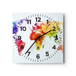 Horloge murale - Pendule murale - Toutes les couleurs du monde - 40x40 cm