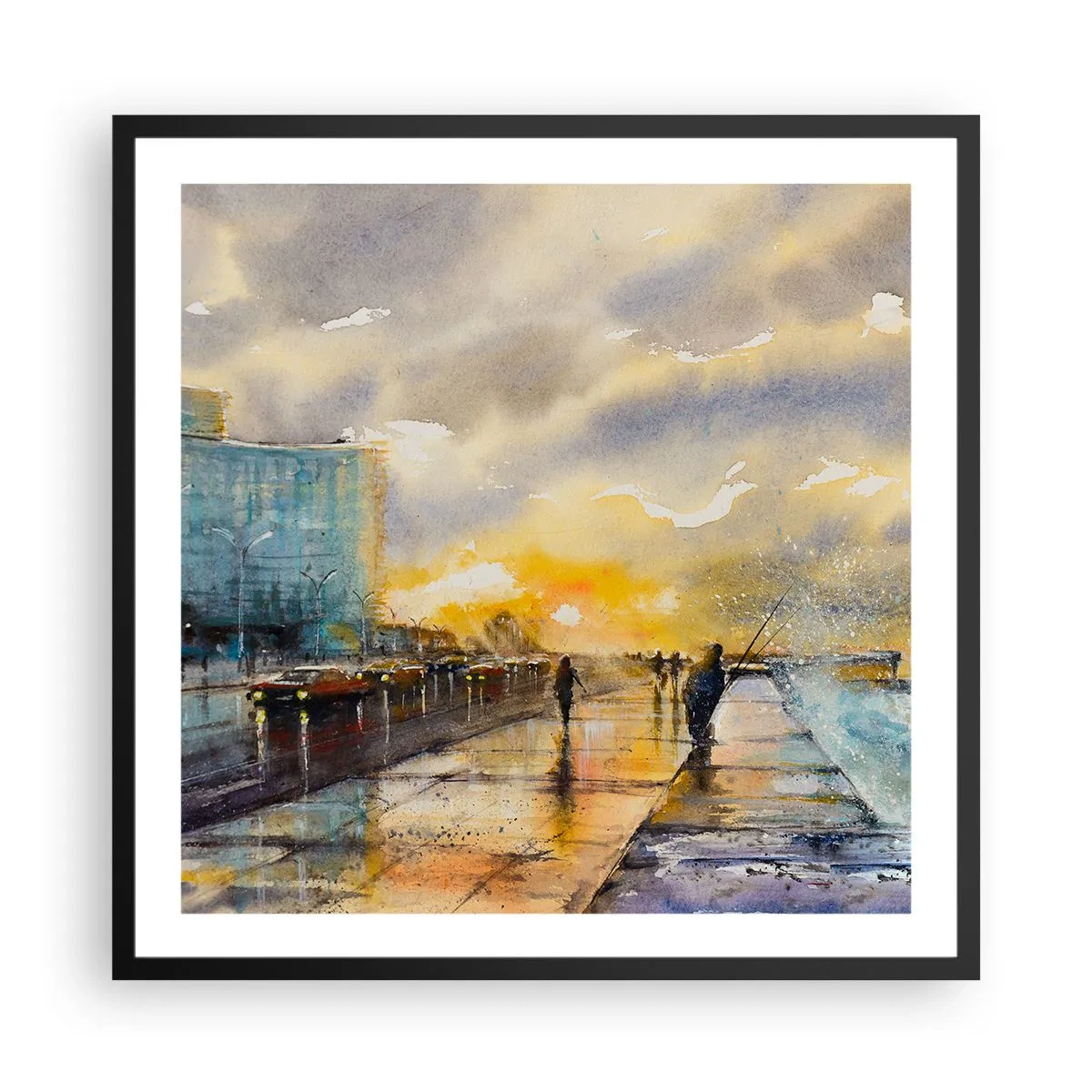 Affiche dans un cadre noir - Poster - La vie sur le rivage - 60x60 cm